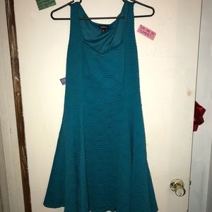 Blue halter dress with a heart shape neckline